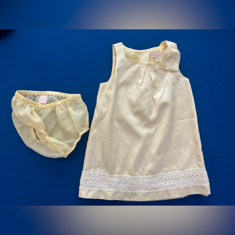 Janie and Jack 18-24 month light yellow dress and diaper cover preowned